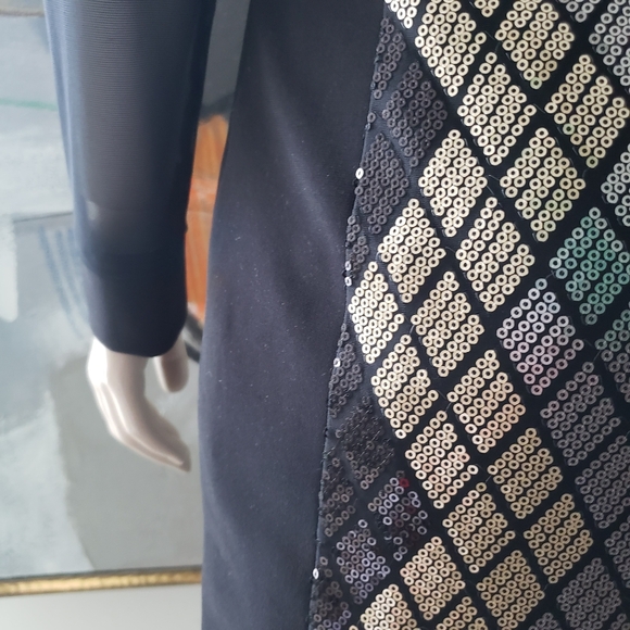 Joseph Ribkoff | Mesh and Sequin Geometric Dress - Picture 8 of 10